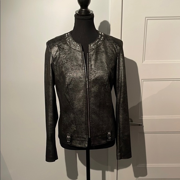 Joseph Ribkoff Metallic Charcoal Gray Jacket ptp 19-20” - Picture 1 of 10